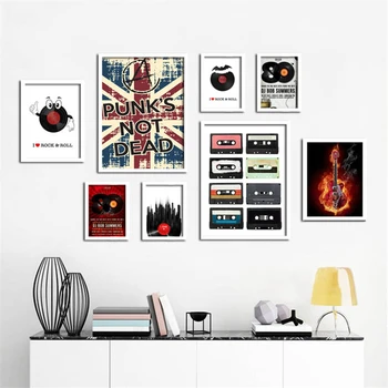 Картина на холсте в скандинавском стиле, рок-музыка, домашний декор, настенное художественное изображение, Креативный модульный плакат для гостиной