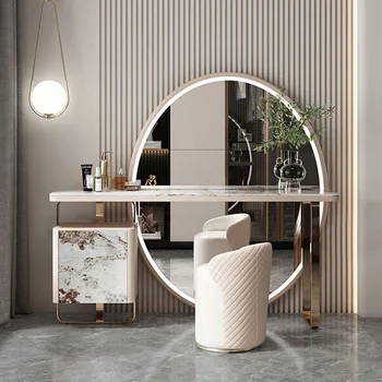Легкий роскошный туалетный столик в спальне усовершенствованный простой современный чистый красный столик для макияжа шкаф для хранения напольного зеркала для макияжа