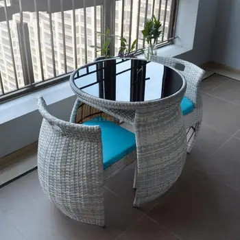 Открытый балкон, Небольшой столик и стул, ротанговый стул, набор из трех предметов, популярный в Интернете Креативный простой открытый