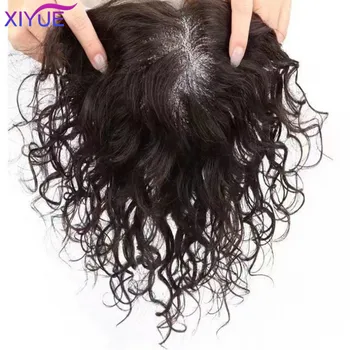 Парик XIYUE, верхняя часть головы, шерстяные вьющиеся волосы, 3-7 разрезных швов, смещенный шов, накладка для вьющихся верхних волос, закрывающая седые волосы