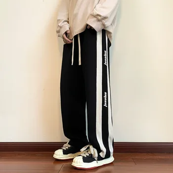 Весенние мужские модные широкие брюки в стиле хип-хоп Уличная одежда Мужские повседневные брюки Harajuku Спортивные брюки Свободные спортивные брюки