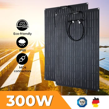 Комплект солнечных панелей ETFE мощностью 300 Вт Гибкий монокристаллический фотоэлектрический модуль Высокоэффективная зарядка аккумулятора 12 В для домашней автономной системы RV Boat